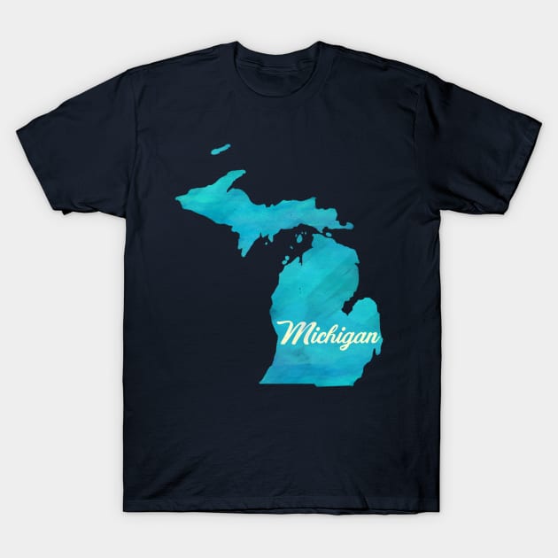 The State of Michigan - Watercolor T-Shirt by loudestkitten